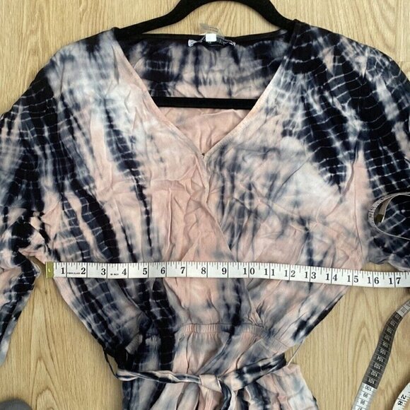 YFB Tie-Dye Faux Wrap Maxi Dress Dark Cottagecore Boho Chic Flowy Fall Small - Picture 8 of 11